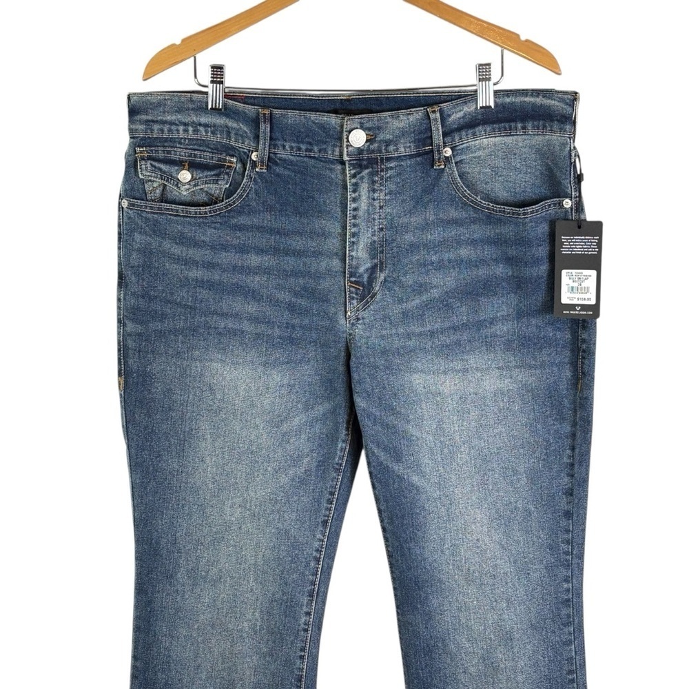 NEW True Religion Billy Flap Bootcut Jeans Size 36 Blue Relaxed Fit 36 x 33.5 - Picture 4 of 14